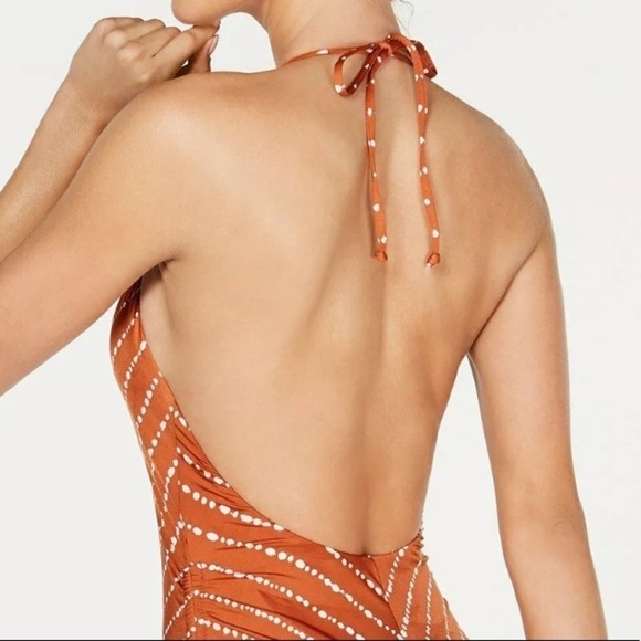 Bar III Dotted Stripe Plunging One Piece Swimsuit - Picture 5 of 11